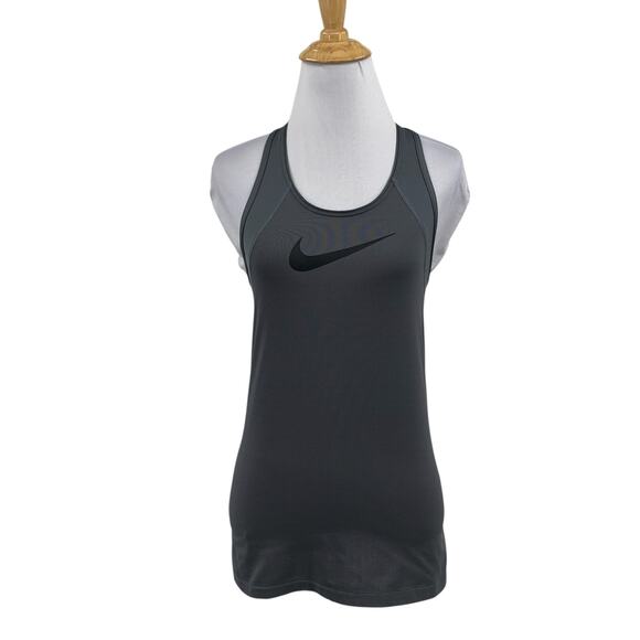 Nike Tank Top Womens XS Extra Small Titanium Dri Fit Swoosh Paneled Racerback - Picture 1 of 9
